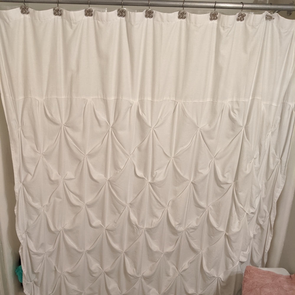 White shower curtain